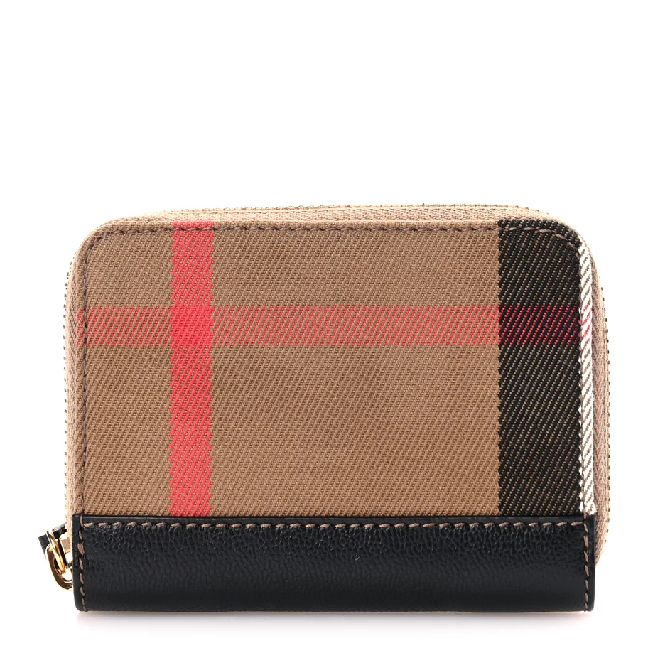 Burberry House Check Mini Zip Around Wallet