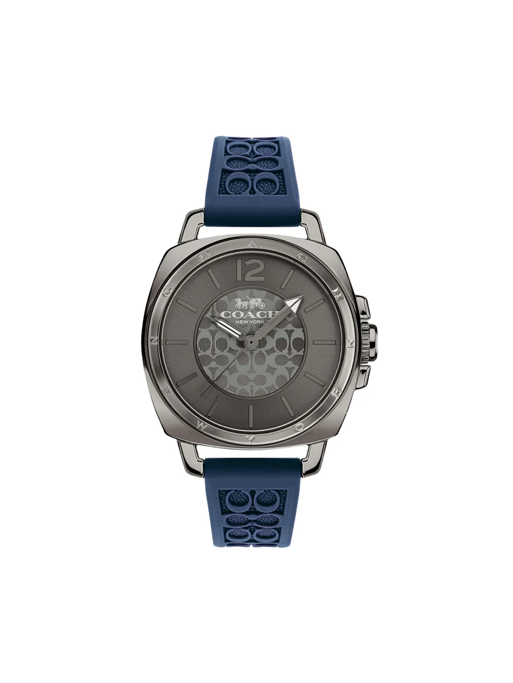 Coach Signature Watch Rubber Strap Grey Dark Blue