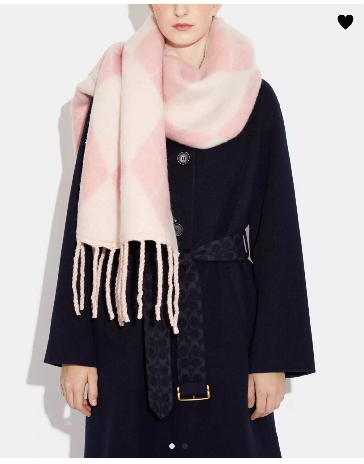 Coach New Coach Argyle Print Oversized Muffler Ivory Pink