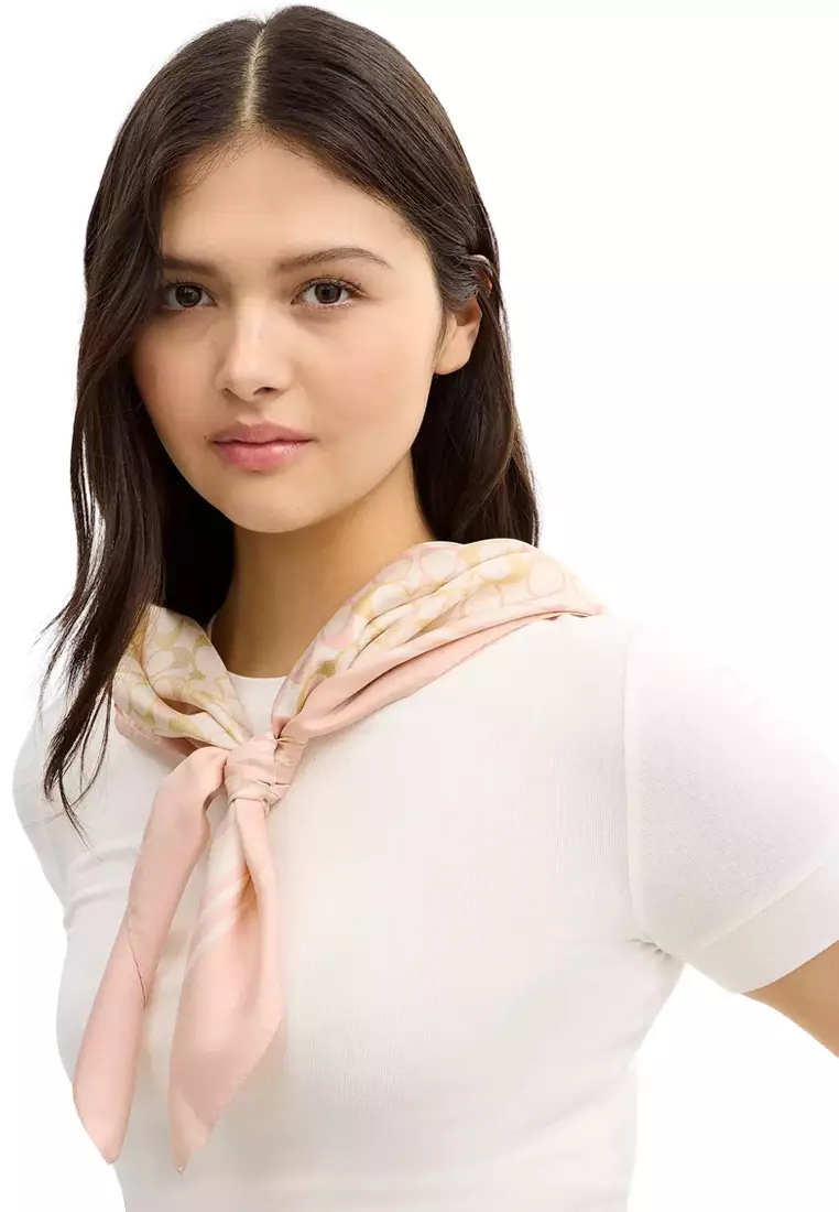 COACH Signature Silk Square Scarf — Chalk/Pink CEH52