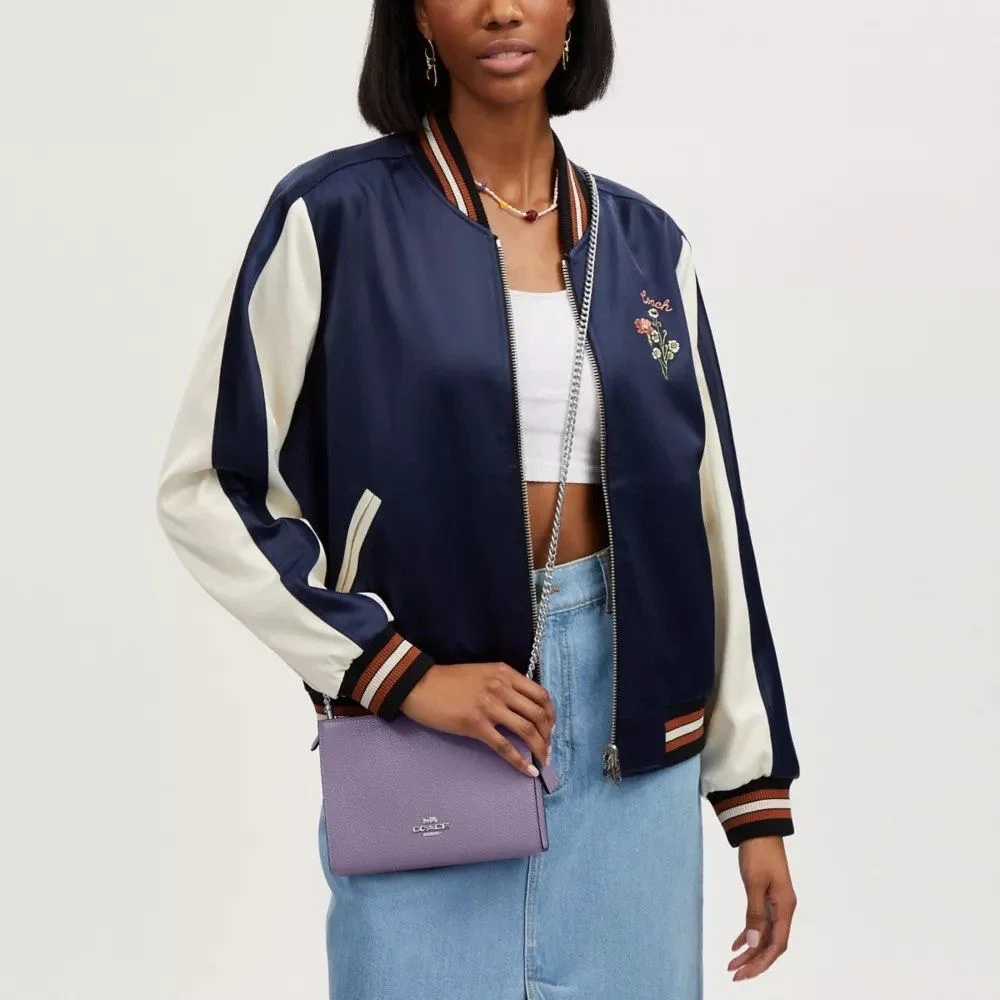 Coach Leather Slim Crossbody Bag In Light Violet