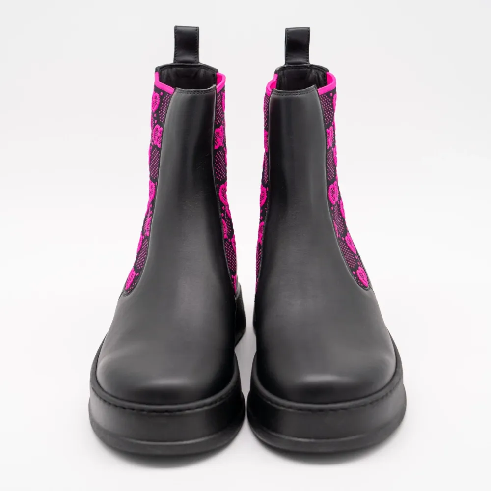 GUCCI Panelled Jersey Leather Boots — Size 36