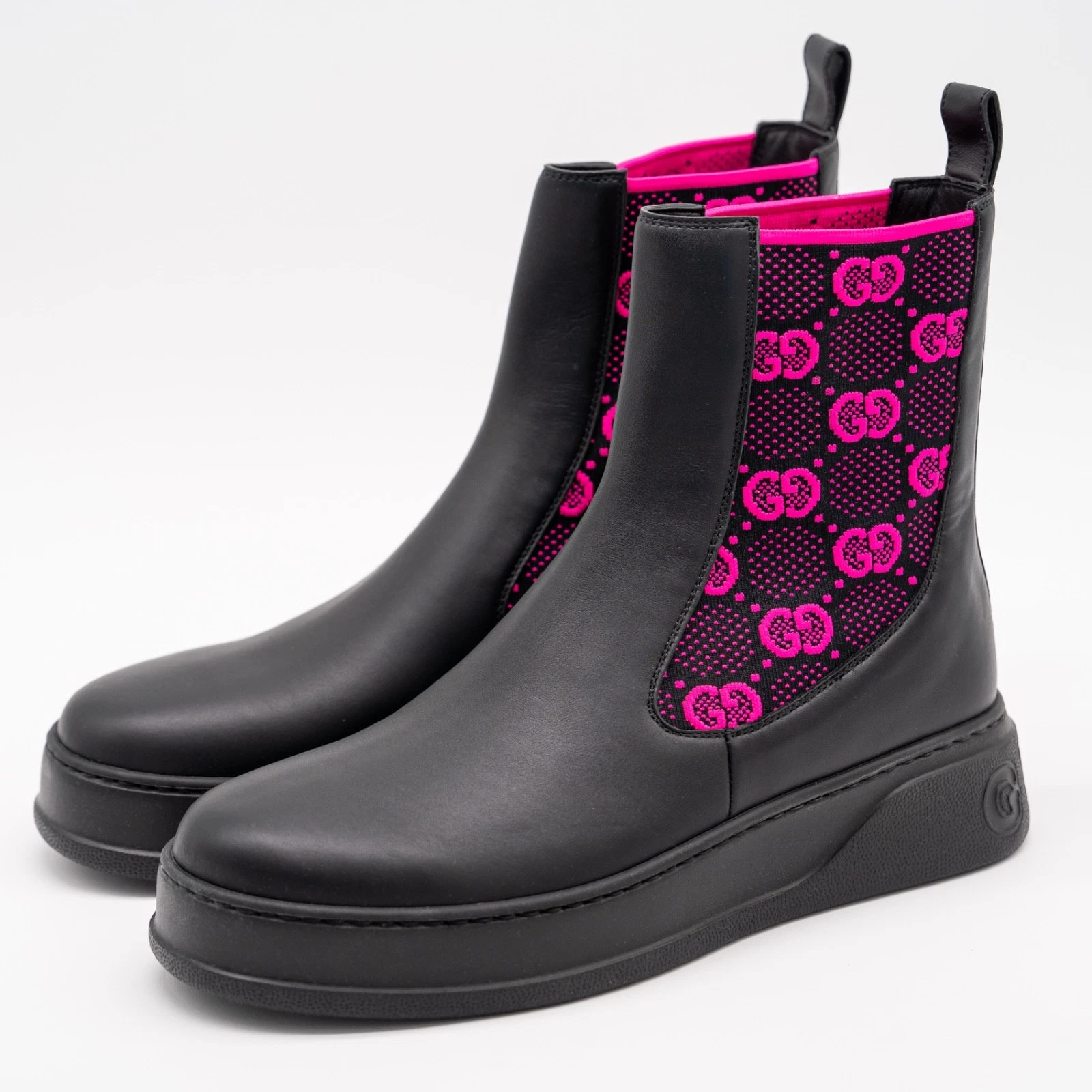 Gucci Panelled Jersey Leather Boots