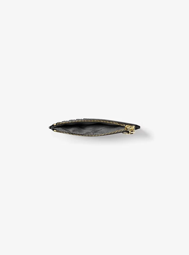 MICHAEL KORS Empire Small Woven Leather Card Case