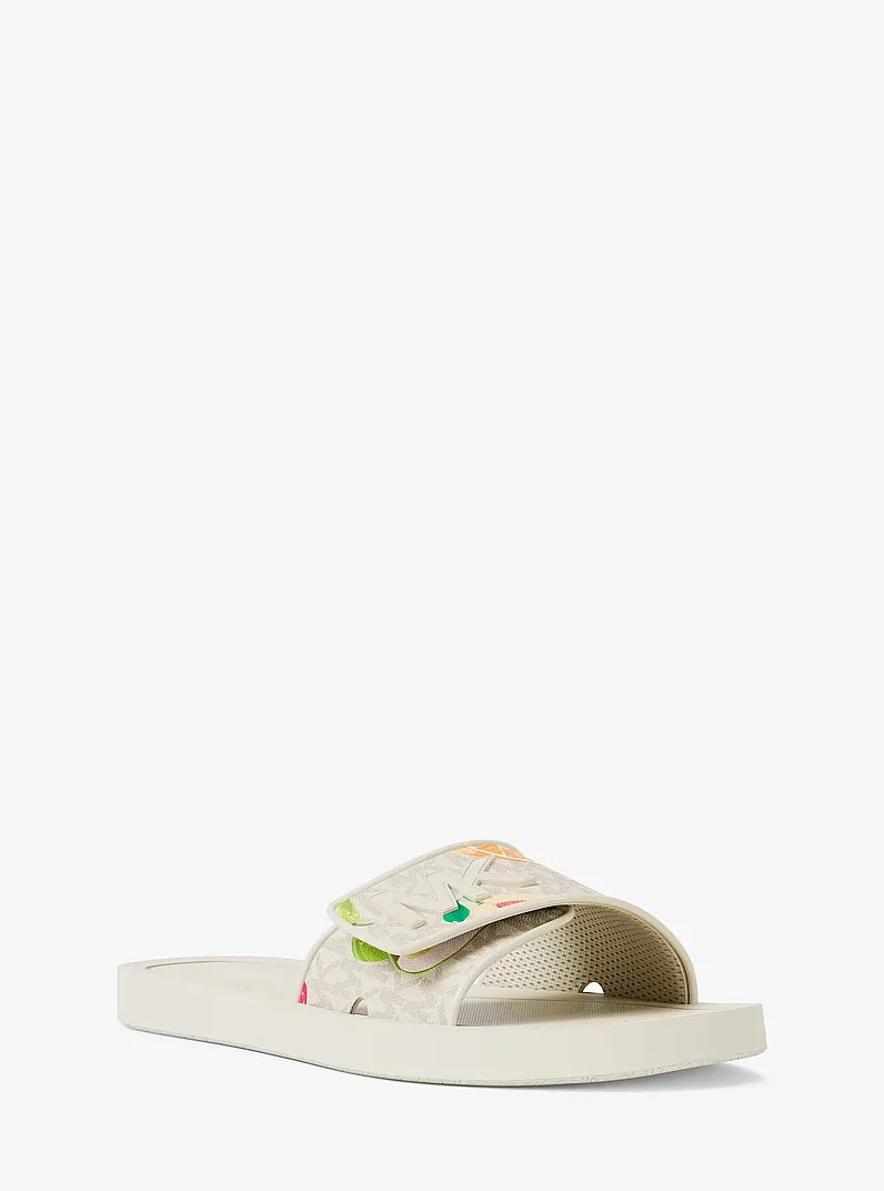 MICHAEL KORS Palmer Printed Signature Logo Slide Sandal Size US 8 