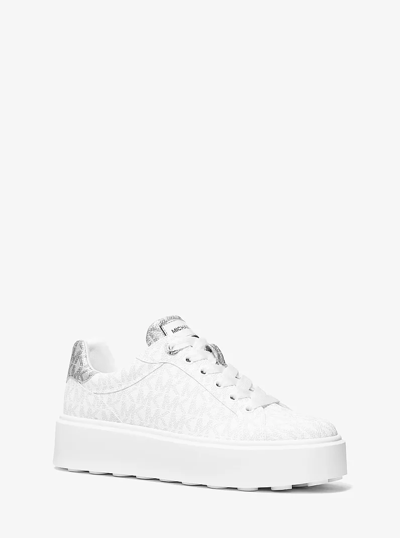 MICHAEL KORS Romey Metallic Two-Tone Signature Logo Platform Sneaker Size US 7 