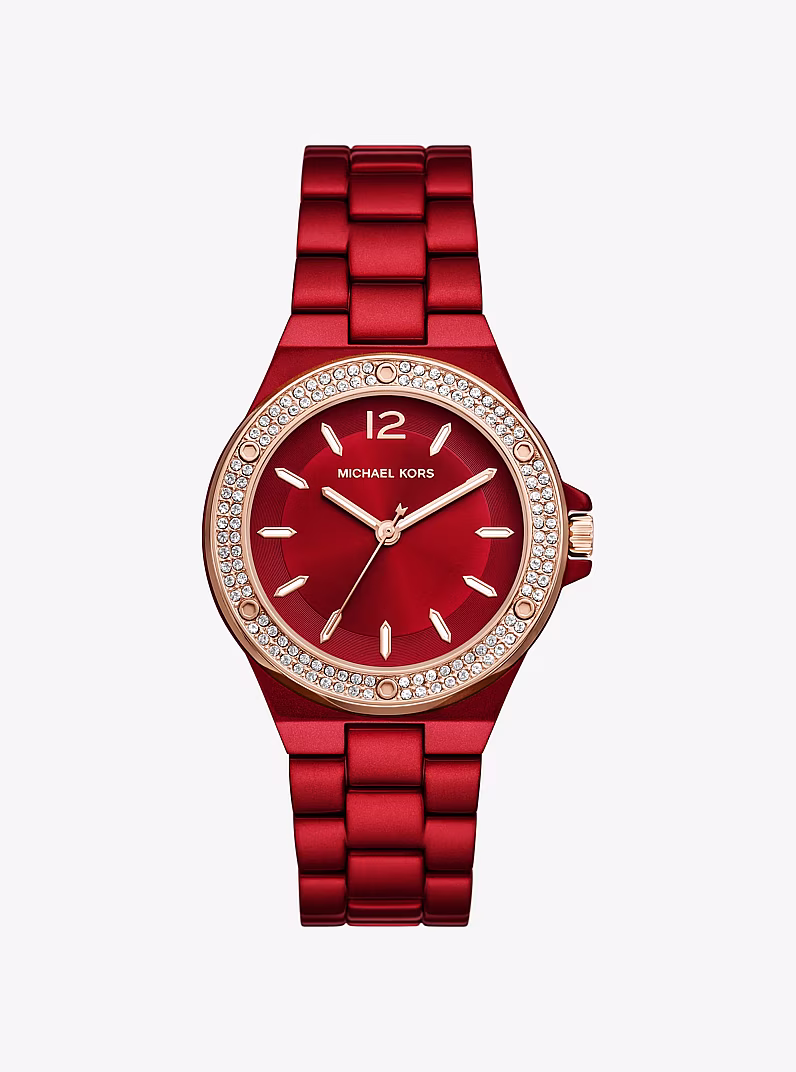 Michael Kors Lennox Pavé Red-Tone Watch
