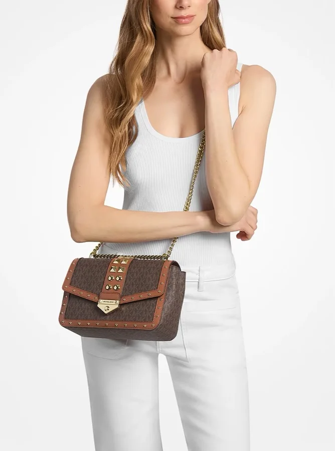 MICHAEL KORS Soho Large Studded Signature Logo Shoulder Bag