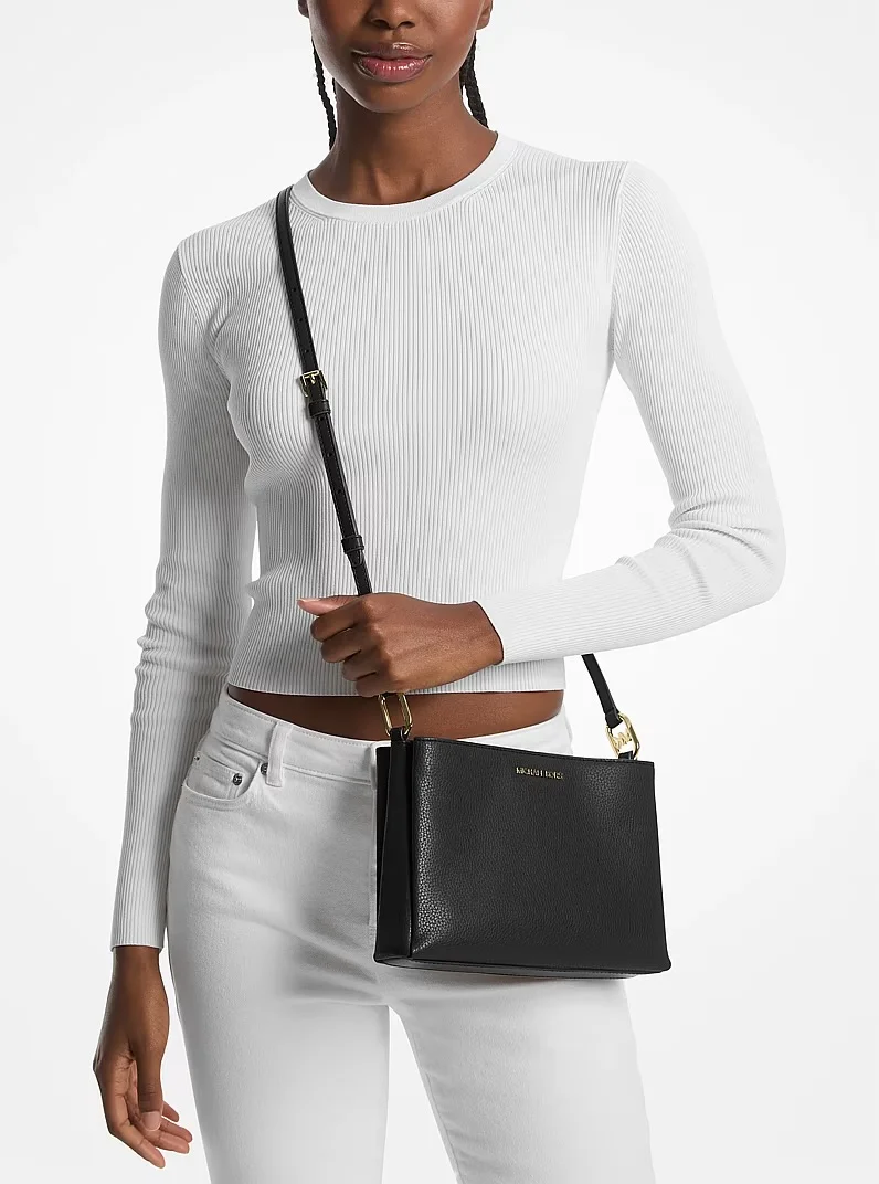 Michael Kors Trisha Medium Pebbled Leather Crossbody Bag