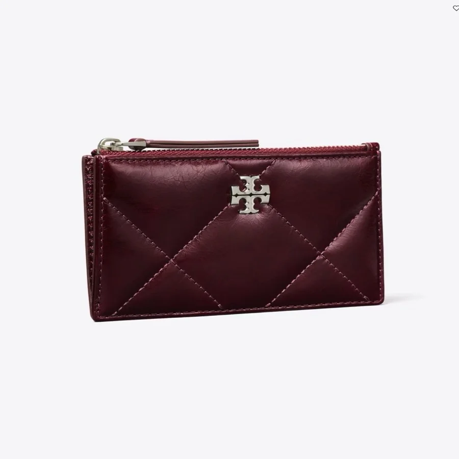 Tory Burch Kira Diamond Quilt Distressed Zip Card Case