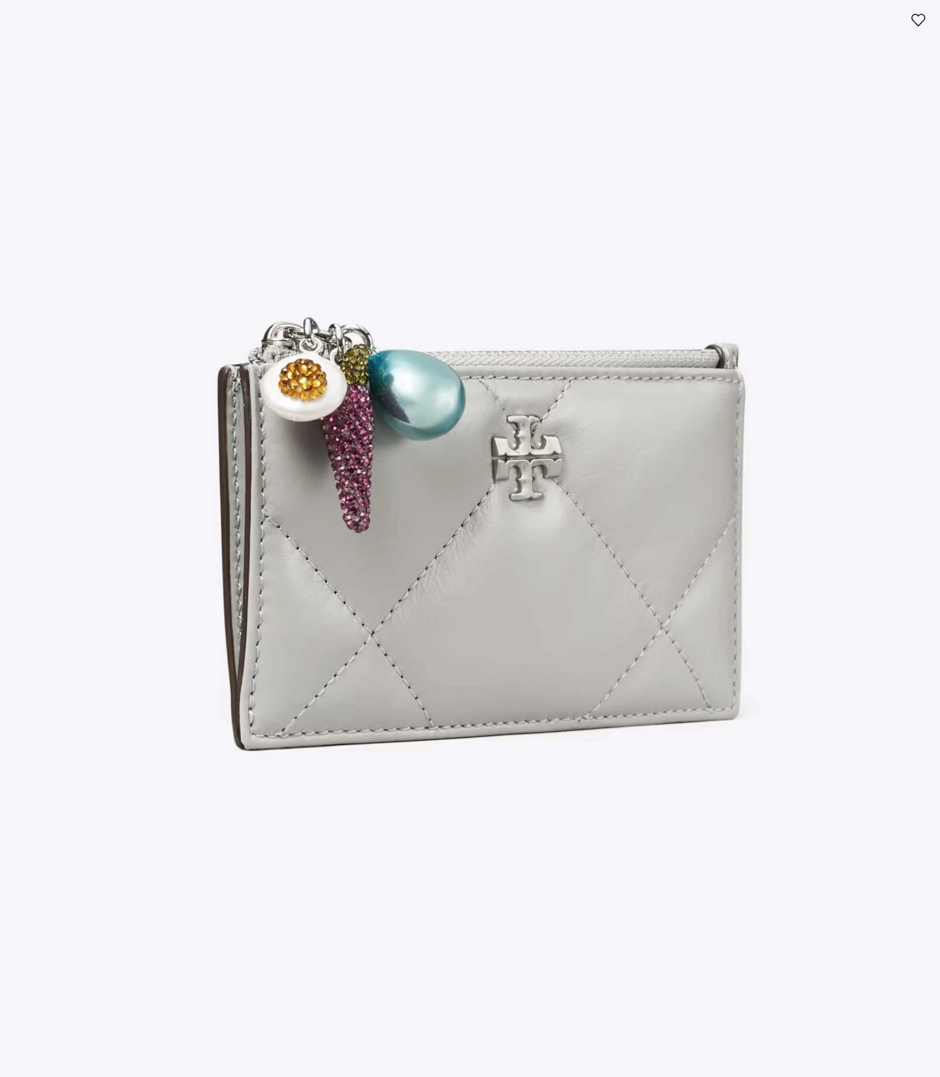 Tory Burch Kira Diamond Quilt Charm Zip Card Case